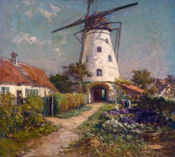 Bauerngarten bei einer Windmühle. a Evert Pieters