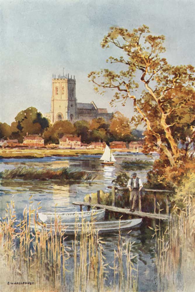Christchurch Priory from Wick Ferry a E.W. Haslehust