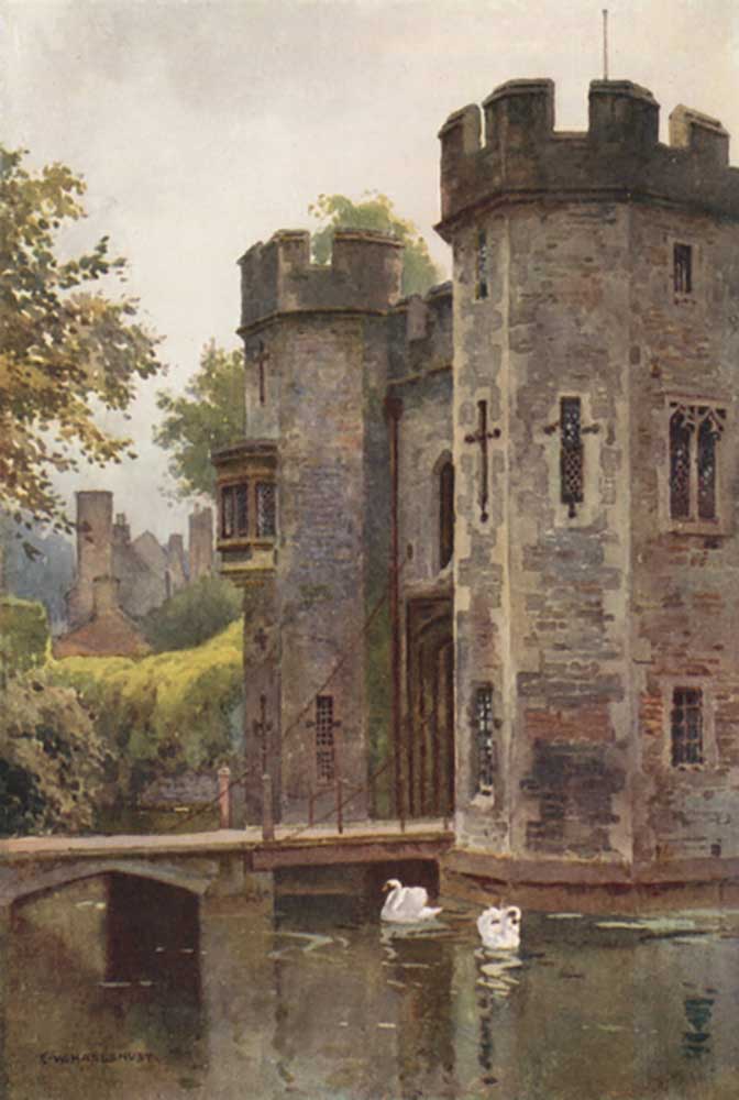 The Palace Gatehouse and Drawbridge, Wells a E.W. Haslehust