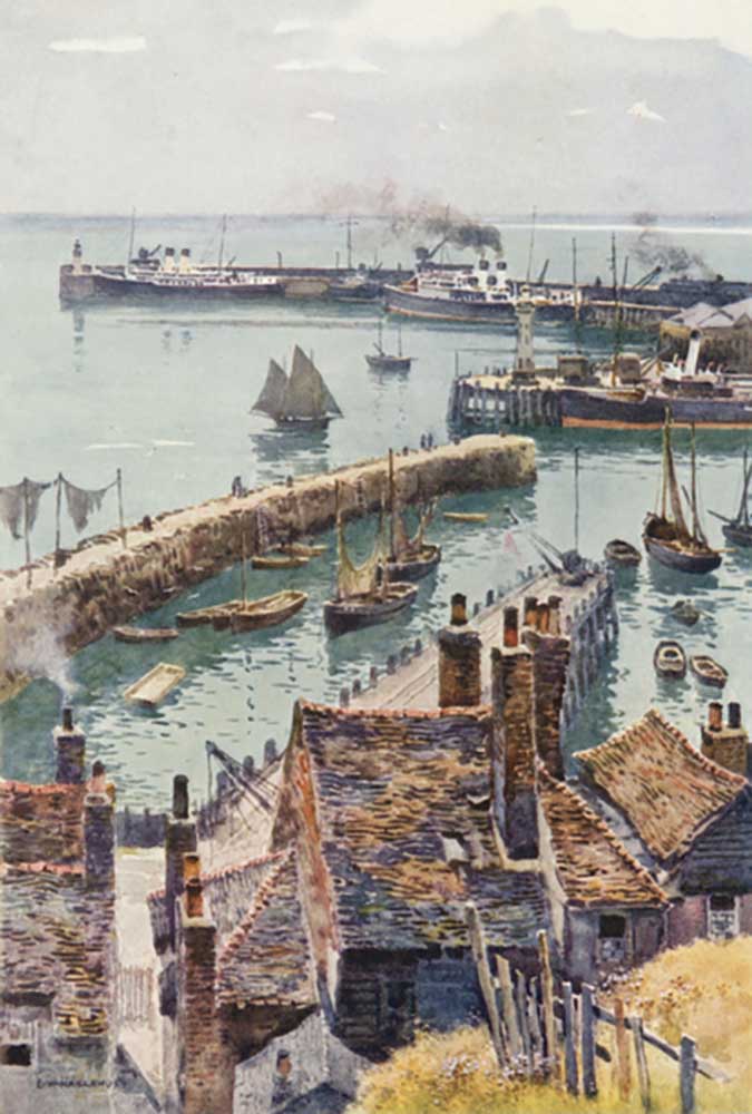 Folkestone Harbour from Eastcliffe a E.W. Haslehust