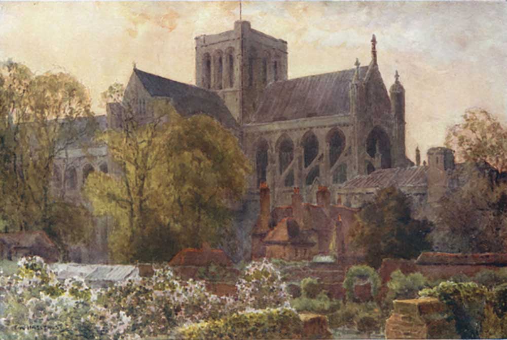 Winchester Cathedral from the Deanery Gardens a E.W. Haslehust