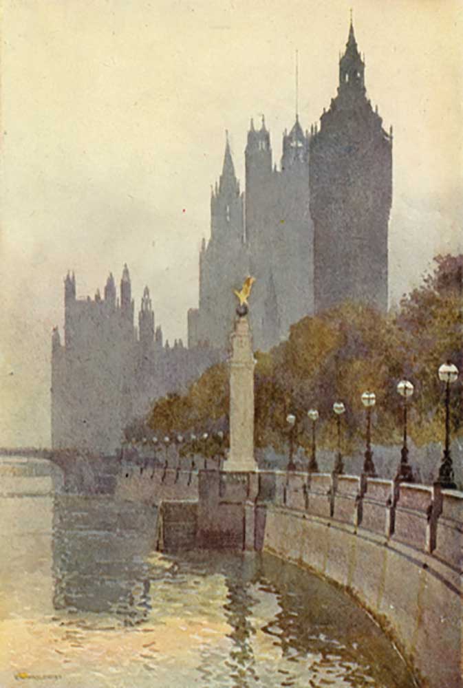 Houses of Parliament from the Embankment a E.W. Haslehust
