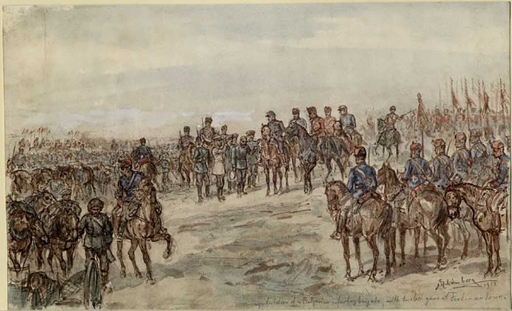 Capitulation of a Bulgarian infantry brigade with twelve guns at Ferdinandovo a Ewald Schönberg