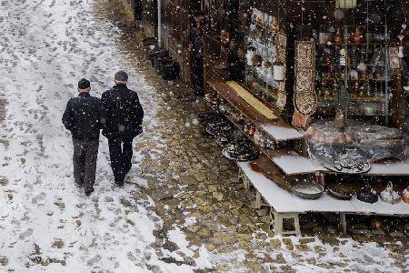 walking in the snow