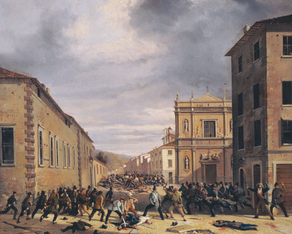 The Battle of 21st March 1849 in the Piazzetta Santa Barnaba in Brescia a Faustino Joli