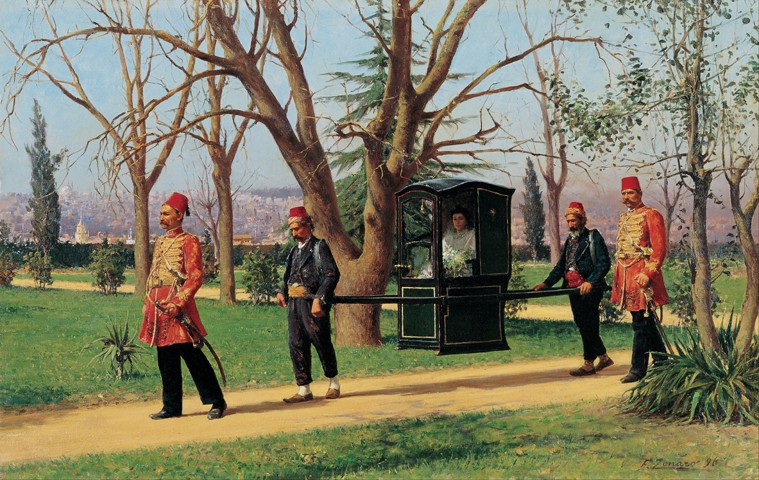 The Daughter of the English Ambassador Riding in a Palanquin a Fausto Zonaro