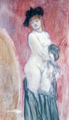 Coquettish in front of a mirror (pastel) a Felicien Rops