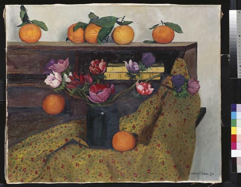 Stillleben mit Anemonen und Orangen a Felix Vallotton