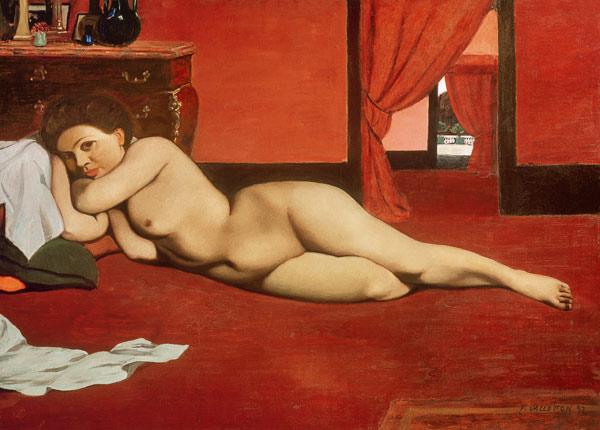 Female Nude in a Red Interior