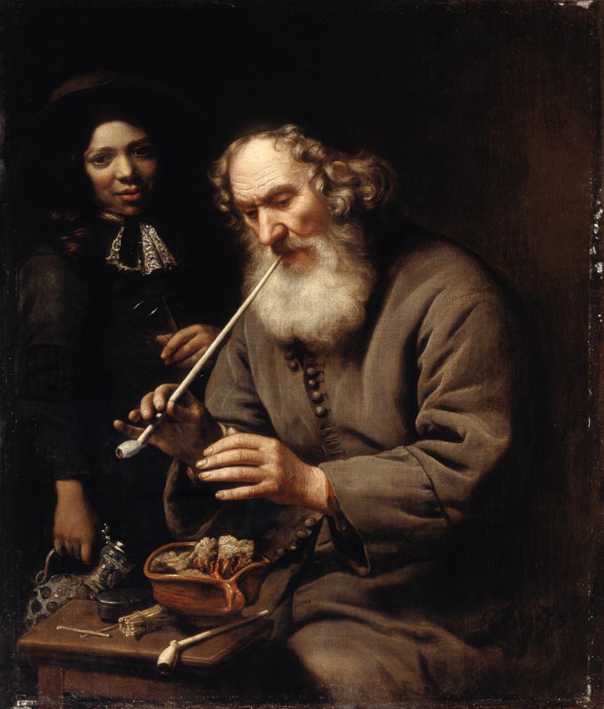 An Old Man with Clay Pipe a Ferdinand Bol