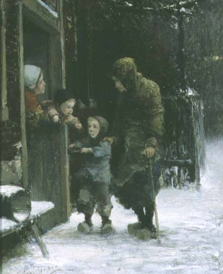 Old Woman and Young Boy Begging a Ferdinand Carl Sierich