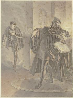 Faust zwingt Mephisto in den Zauberkreis