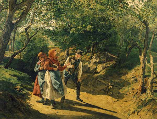 Meeting in the woods a Ferdinand Georg Waldmüller