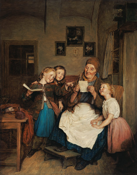 Grandmother with three granddaughters a Ferdinand Georg Waldmüller