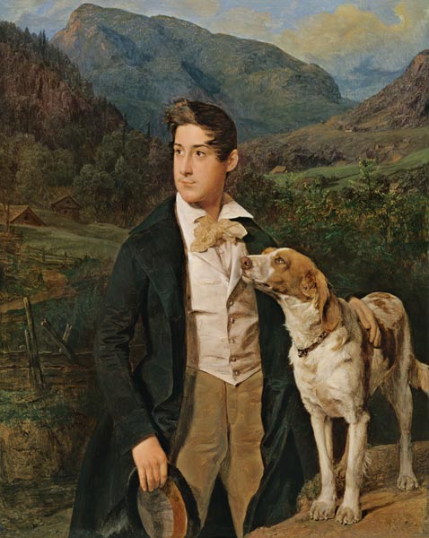 Woods miller son Ferdinand with dog a Ferdinand Georg Waldmüller