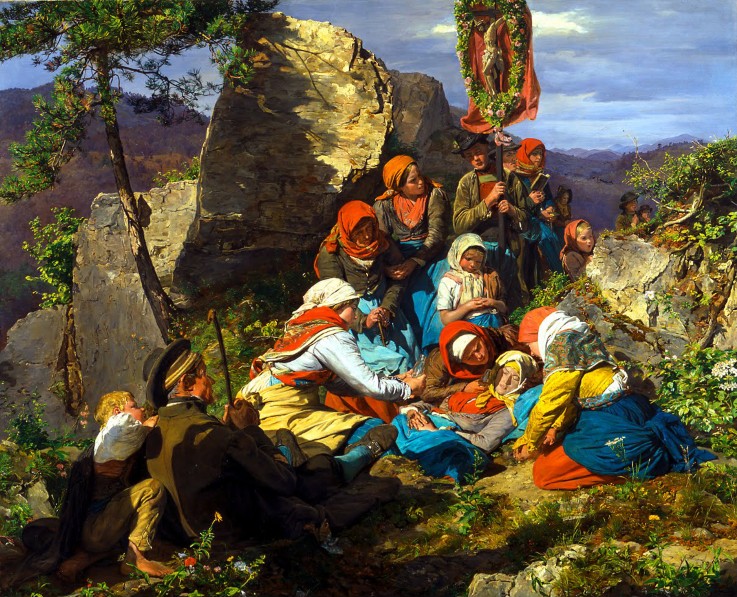 The Interrupted Pilgrimage (The Sick Pilgrim) a Ferdinand Georg Waldmüller