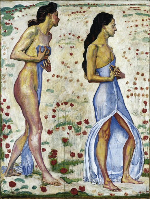Two Women in Flowers (Emotion 1a) a Ferdinand Hodler