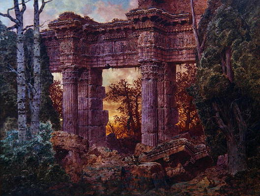 Roman Ruin at Twilight (oil on canvas) a Ferdinand Knab