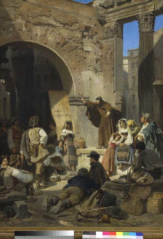 Kapuzinerpredigt im Porticus Octaviae in Rom a Ferdinand Piloty il Giovane