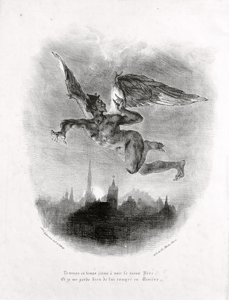 Mephistopheles Prologue in The Sky. Illustration to Goethe's Faust a Ferdinand Victor Eugène Delacroix