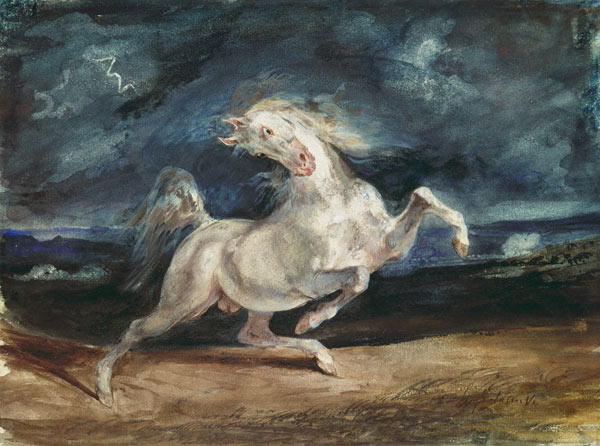 Horse Frightened by Lightning a Ferdinand Victor Eugène Delacroix