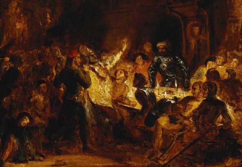 Die Ermordung des Bischofs von Lüttich (Szene aus Walter Scotts Novelle 'Quentin Durward'). a Ferdinand Victor Eugène Delacroix