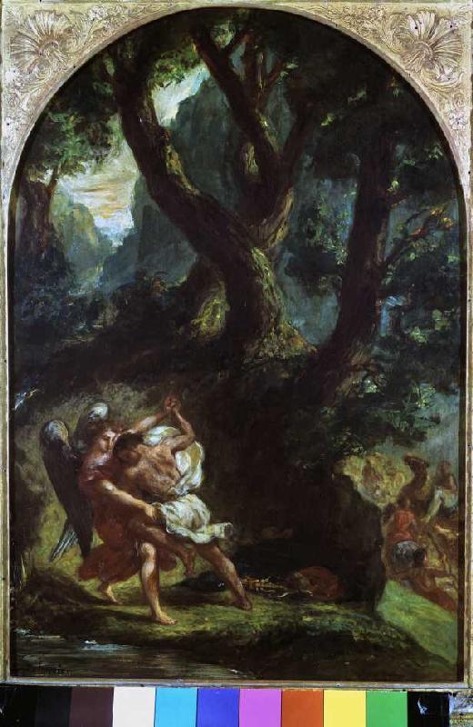 Jakob struggles with the angel a Ferdinand Victor Eugène Delacroix