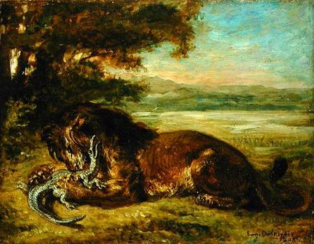 Lion and Alligator a Ferdinand Victor Eugène Delacroix