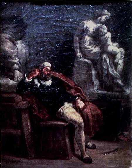 Michelangelo (1475-1564) in his Studio a Ferdinand Victor Eugène Delacroix