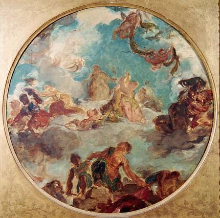 Peace Descending to Earth, study for the central ceiling of the Salon de la Paix in the Hotel de Vil a Ferdinand Victor Eugène Delacroix