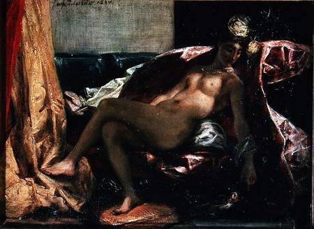 Reclining Odalisque or, Woman with a Parakeet a Ferdinand Victor Eugène Delacroix