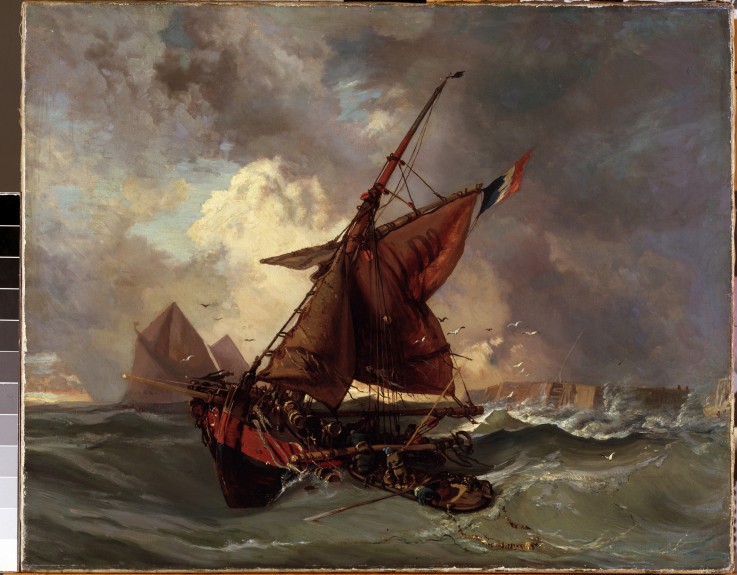 Ships at stormy sea a Ferdinand Victor Eugène Delacroix