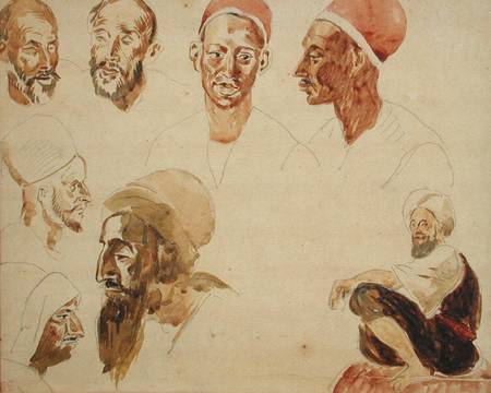 Sketches of Heads a Ferdinand Victor Eugène Delacroix