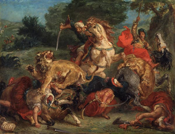 The Lion Hunt a Ferdinand Victor Eugène Delacroix