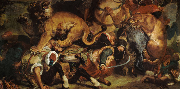 The Lion Hunt a Ferdinand Victor Eugène Delacroix