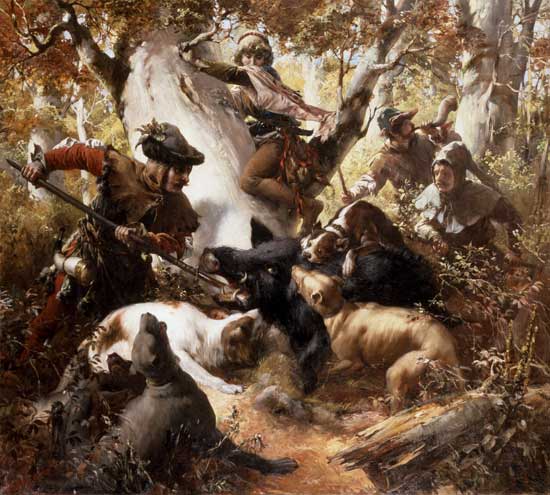 Wild boar hunting in the old days a Ferdinand Wagner