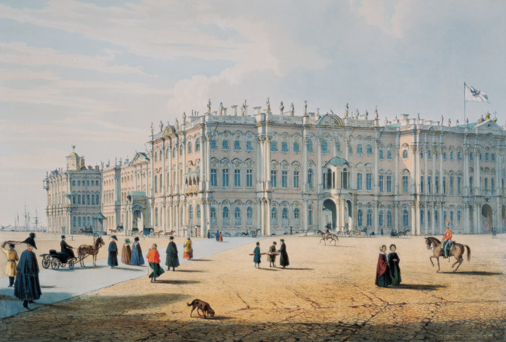 The Winter Palace as seen from Palace Passage, St. Petersburg, c.1840 a Ferdinand Victor Perrot