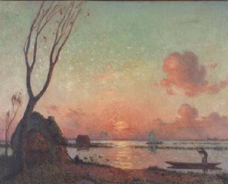 Sunset in Grande Briere a Fernand Loyen du Puigaudeau
