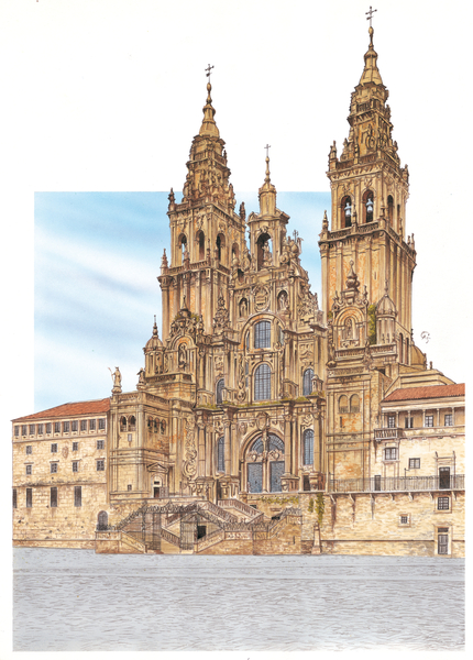 Santiago de Compostela. Western facade. Spain a Fernando Aznar Cenamor