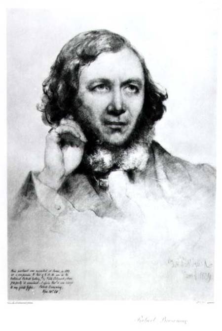Portrait of Robert Browning (1812-89) 1859  (b&w photo) a Field Talfourd