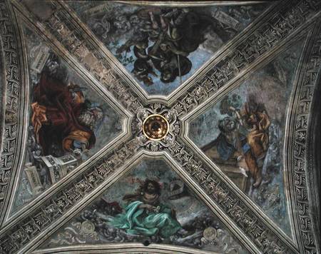 Ceiling in Strozzi Chapel depicting prophets Abraham, Noah a Filippino Lippi
