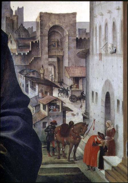 Nerli Altarpiece, detail of the San Frediano gate in Florence a Filippino Lippi