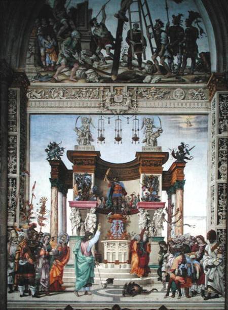 St. Philip exorcizing the demon from the temple of Mars, south wall of Strozzi Chapel a Filippino Lippi