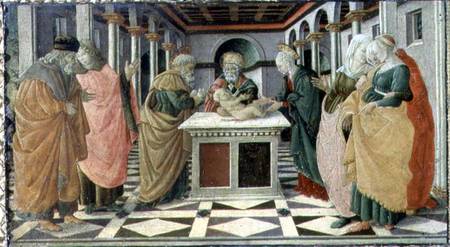 The Presentation in the Temple, predella panel to The Nativity altarpiece in the Museo Civico a Filippino Lippi