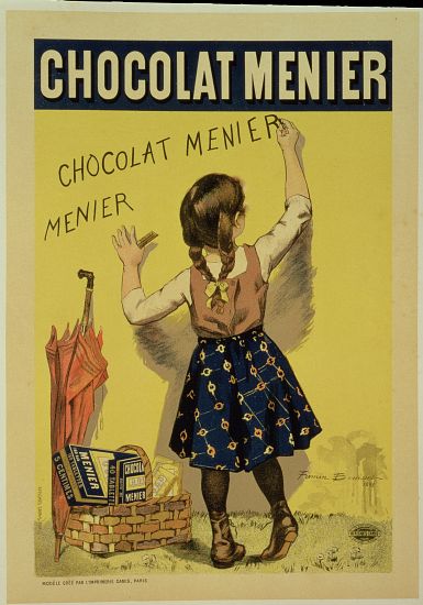 Reproduction of a poster advertising 'Menier' chocolate a Firmin Bouisset