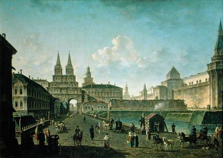 View of the Voskresensky and Nikolsky Gates and the Neglinny Bridge from Tverskay Street in Moscow a Fjodor Jakowlewitsch Aleksejew
