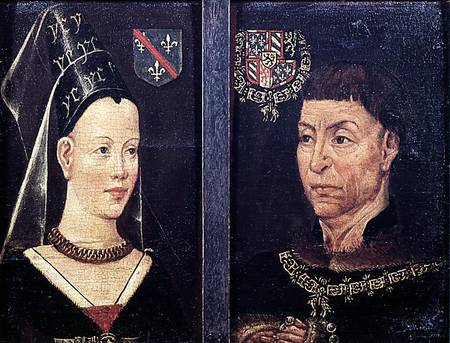 Double portrait of Charles le Temeraire (1433-82) Duke of Burgundy and his wife a Scuola Fiamminga