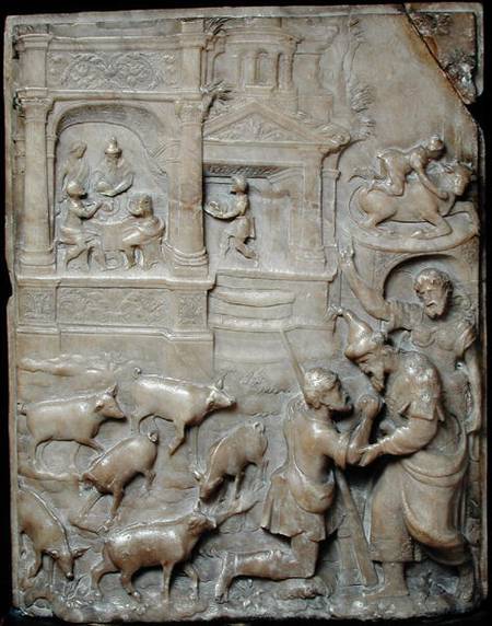 Relief depicting the Return of the Prodigal Son, from Malines a Scuola Fiamminga