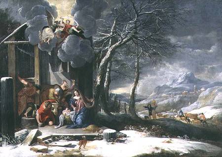 Winter Landscape with Nativity a Scuola Fiamminga