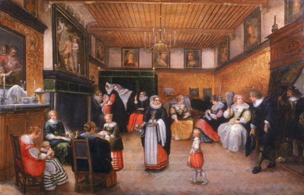 A Christening Party, 1629 (oil on panel) a Flemish School, (17th century)